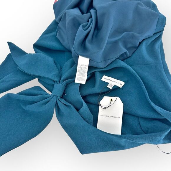 DRESS THE POPULATION NWT Tiffany One-Shoulder Midi Dress- size S old money - Picture 9 of 10